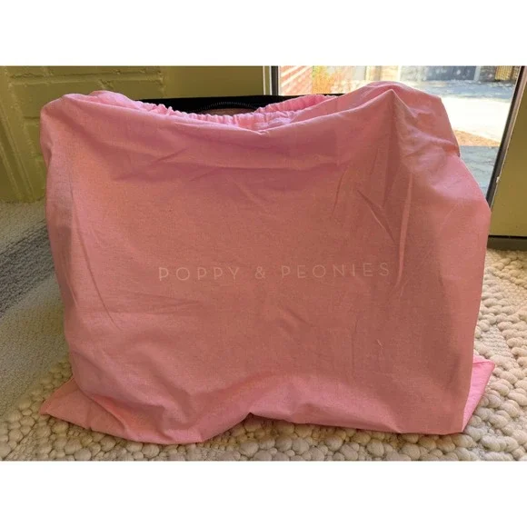 Poppy & Peonies Daily Tote Bag Black Nylon Laptop Sleeve Travel Work Bag - Picture 11 of 11